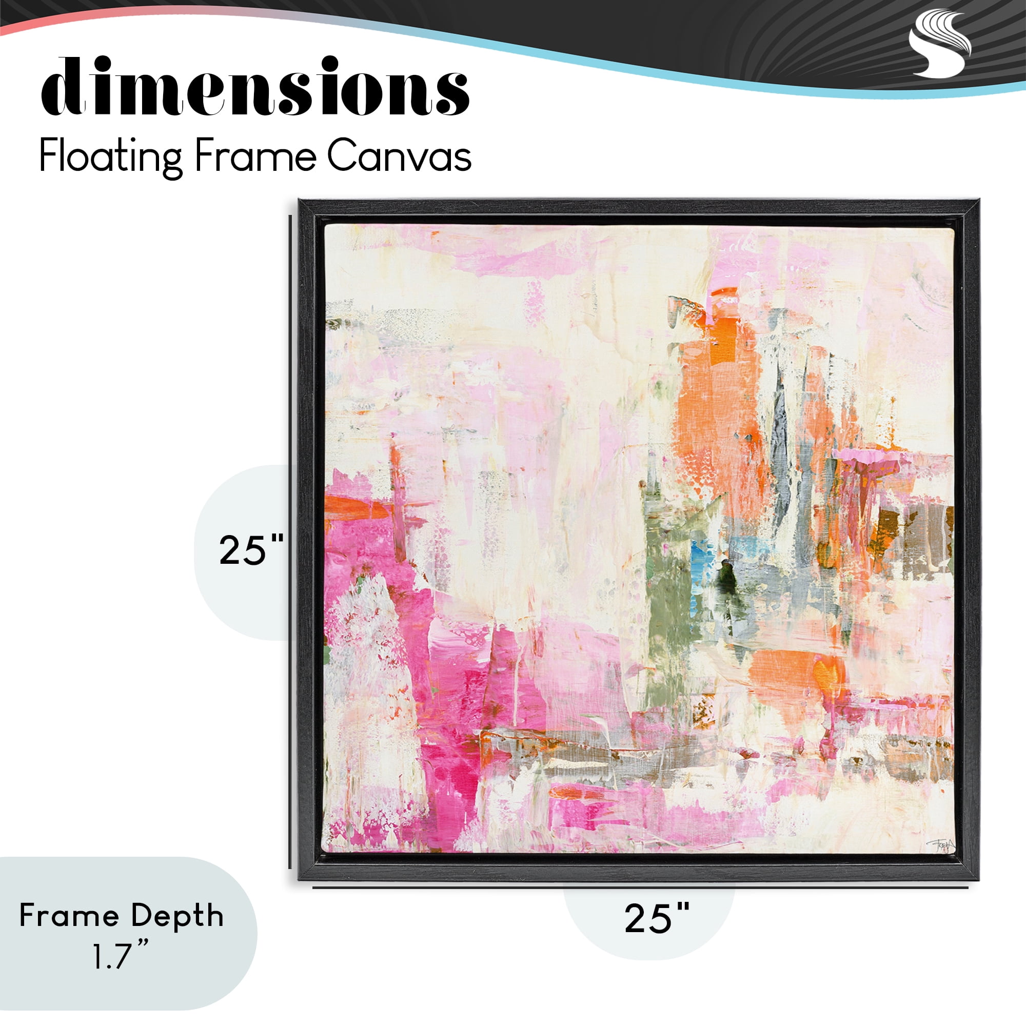 Stupell Industries New Age Pink Abstract Black Framed Floater Canvas Wall Art, design by Design Fabrikken