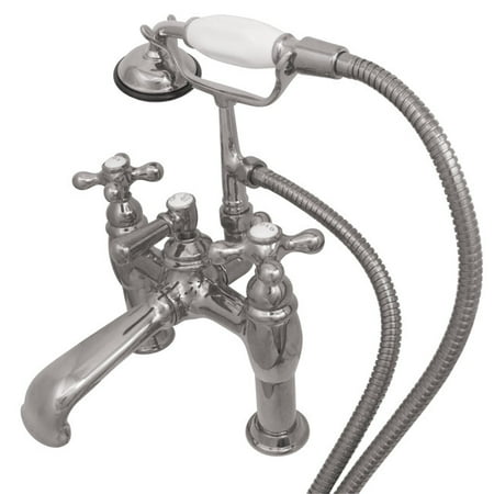 Vintage Clawfoot Tub - Kingston Brass CC610T Vintage Deck Mounted Clawfoot Tub Filler with Personal Hand Shower and Metal Cross Handles