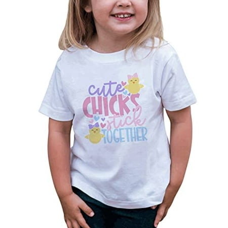 

7 ate 9 Apparel Girls Happy Easter Shirts - Cute Chicks White T-Shirt 2T
