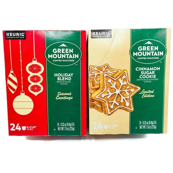 Cinnamon Sugar Cookie and Holiday Blend K-Cups Coffee Variety Pack of 2 Boxes - 24 Ct Each, 48 Ct Keurig Single Serve KCup Pods Total - Limited Edition Seasonal Coffee - Arabica Coffee