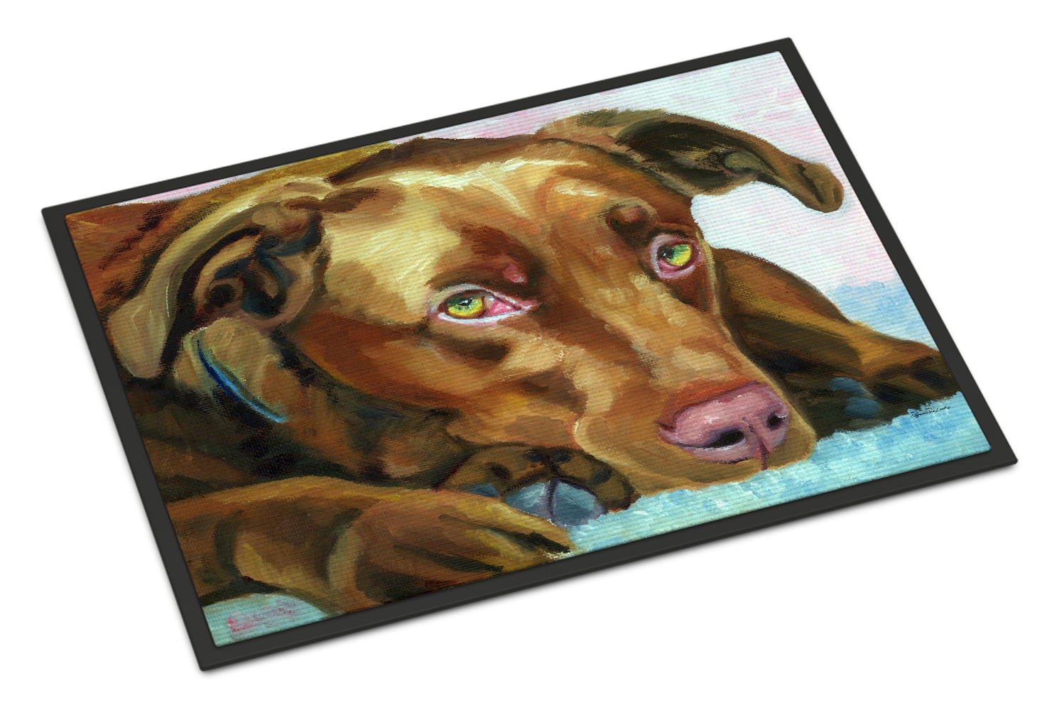 Chocolate Labrador Waiting Door Mat