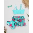 thumbnail image 4 of TiaoBug Kids Girls 3 Piece Swimsuits Quickly Dry Bathing Suit Cute Bikini Tops with Bottoms Cover Ups Bright Blue 9Y, 4 of 5