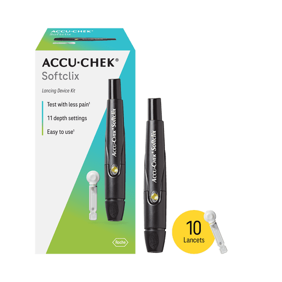 Accu-Chek Softclix Diabetes Lancing Device with 10 Softclix Lancets for Diabetic Blood Glucose Testing (Packaging May Vary)
