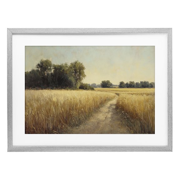 Stupell Industries Traditional Sunlit Country Wheat Path Gray Framed Print Under Glass, 20 x 14, by Petals Prints Design