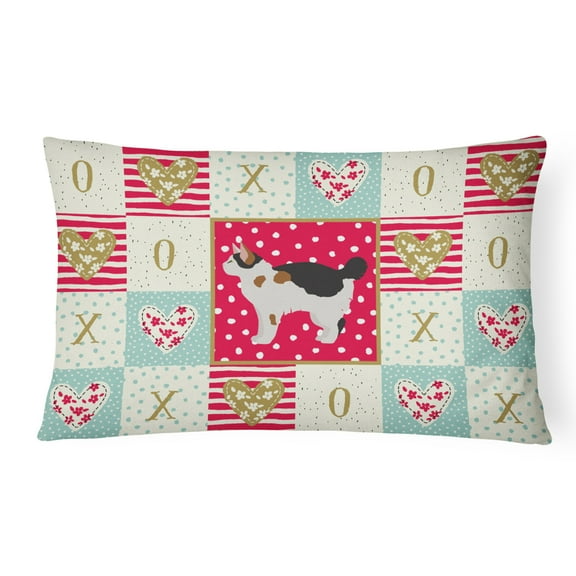 Carolines Treasures CK5648PW1216 Manx 3 Cat Love Canvas Fabric Decorative Pillow, Red, 12H x16W, multicolor