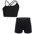 thumbnail image 3 of Miutii Kids Girls Sports Yoga Workout Outfits Backless Tank Top Camisole Vest with V-Front Waistband Black 14, 3 of 9