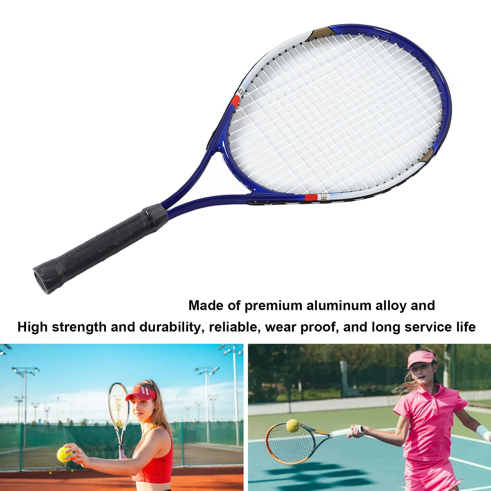Riousery 27 Inch Tennis Racket for Adults Teens Aluminum Alloy Nylon Recreational Racquet with Bag, Blue (27 inches / 68.58 cm)