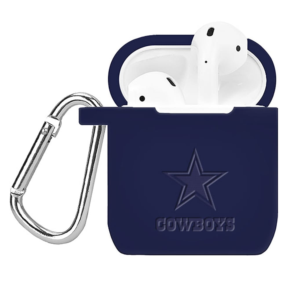 White GAME TIME Dallas Cowboys Silicone Debossed Case Cover Compatible with Apple AirPods Battery Case 