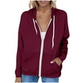 thumbnail image 3 of Women's Long Sleeve Lightweight Upf Sun Protection Jacket Coat Outerwear with Double Pockets Zippered Front for Hiking Travel Beach | Sopatenor,Wine XL, 3 of 9