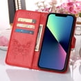 thumbnail image 6 of TECH CIRCLE for iPhone 14 Plus Case Butterfly Pattern Leather Wallet Case Cute Women Diamond Bling Cover with Card Slot Wrist Strap Kickstand Folio Flip Protective Case, Red, 6 of 7