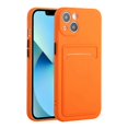 thumbnail image 1 of Funda de TPU a prueba de golpes con diseño de ranura para tarjetas para iPhone 13, color naranja, 1 of 5