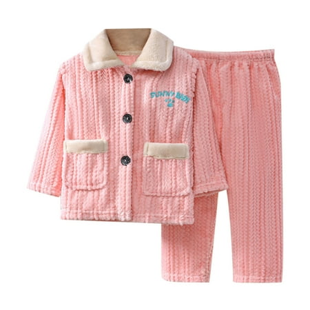 

Toimothcn Back To School Outfits For Boys Long Sleeve Simple Solid Color Pajama Shirt Sleepwear Pants Warm Loose Fit 2Pcs Outfits Set Kids Festival Clothes