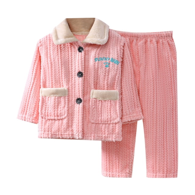 WEAIXIMIUNG Bow Outfit Kids Pajama Sets Button Down Long Sleeve Shirt and Long Pants Boys Girls Sleepwear 2Pcs
