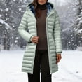 thumbnail image 2 of Coats for Women Casual Loose Fleece Lined Long Quilted Asymmetric Zipper Hooded Slim Fit Windproof Warm Winter Parka Puffer Jacket with Multi Zipper Pockets, 2 of 5