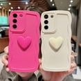 thumbnail image 3 of for Samsung Galaxy S21+ Plus Case 6.7",Cute Solid Color 3D Love Heart Case,Fashion Curly Wave Frame Edge Protective Shockproof Soft Cases Cover for Women (Beige), 3 of 11