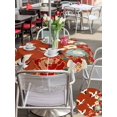 thumbnail image 5 of Outdoor Tablecloth with Umbrella Hole for Patio/Picnic/Party/Camping, Japanese Style Waterproof Table Cloth Round Cover Washable, Red Farmhouse Botanical Peony Birds (Dia 54"), 5 of 8