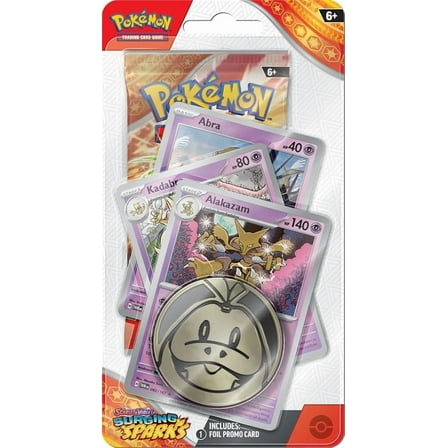 Pokemon Scarlet & Violet Surging Sparks Abra, Kadabra & Alakazam Checklane BLISTER Pack (Booster Pack, 3 Promo Cards & Large Coin)