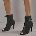 thumbnail image 4 of Stiletto Heels for Women Dance Ankle Boots Open Toe Booties Breathable Mesh Dancing Heels Boots Lace up Sandals, Black, Size 9, 4 of 9
