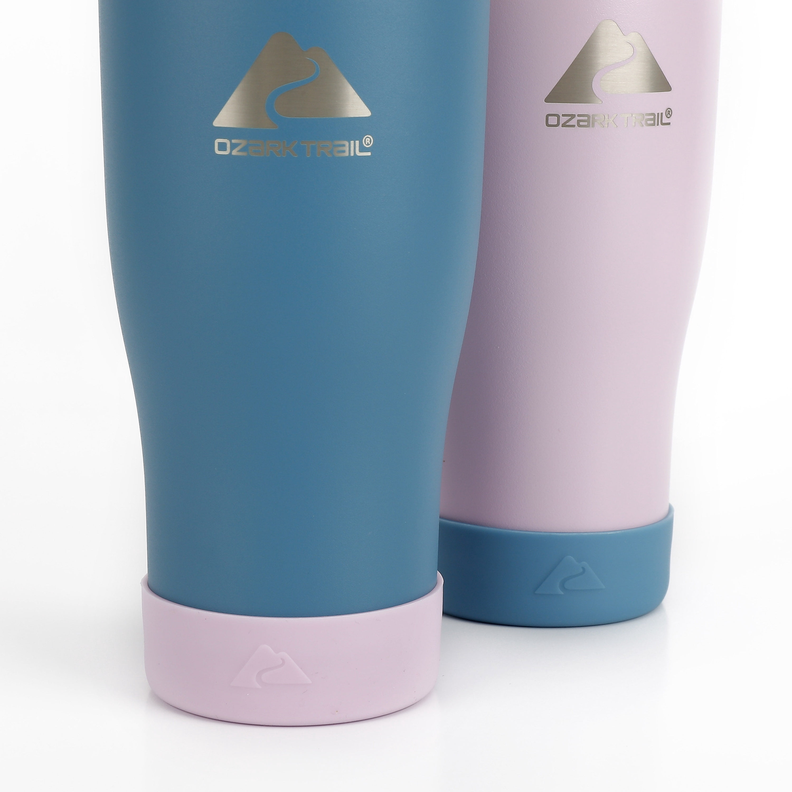 Ozark Trail 2 Pack Stainless Steel Vacuum Tumblers, 20oz, Light Pink and Blue
