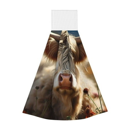 

Lukts Adorable Flower Field Cow for Coral Fleece Velcro Towel Suitable for Bathroom Kitchen Hanging Absorbent Towel Household Items