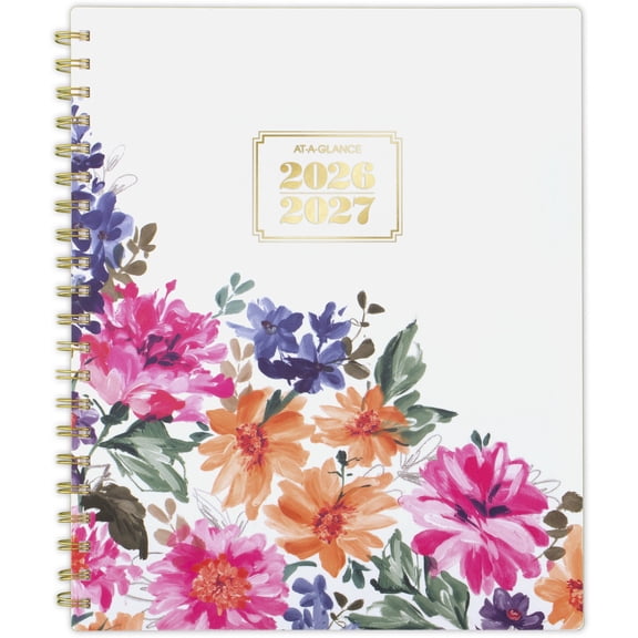 AT-A-GLANCE BADGE Academic 2026-2027 Weekly Monthly Planner Floral Large 8 12 x