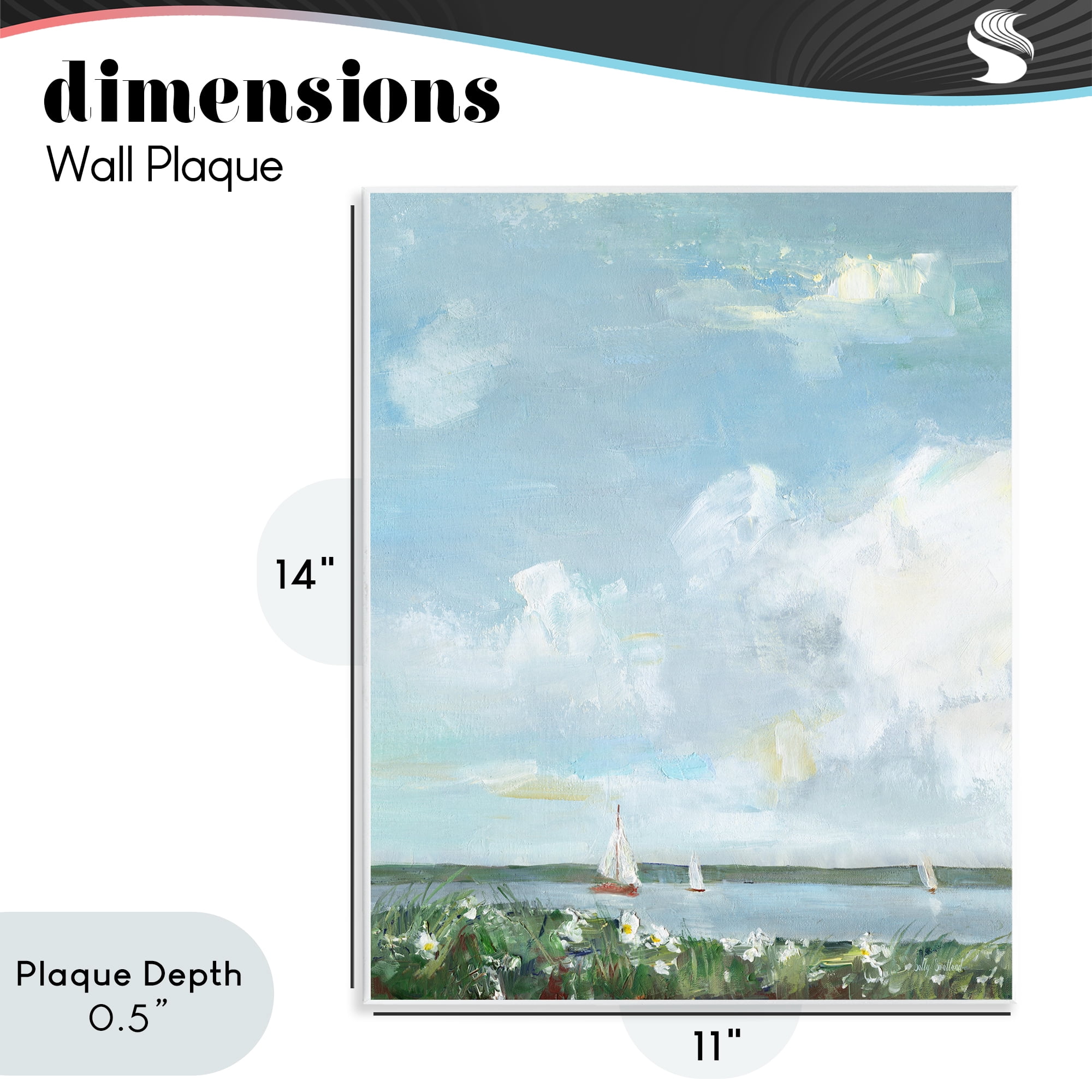 Stupell Industries Seaside Sailing Under Clouds Wall Plaque Art, design by Sally Swatland