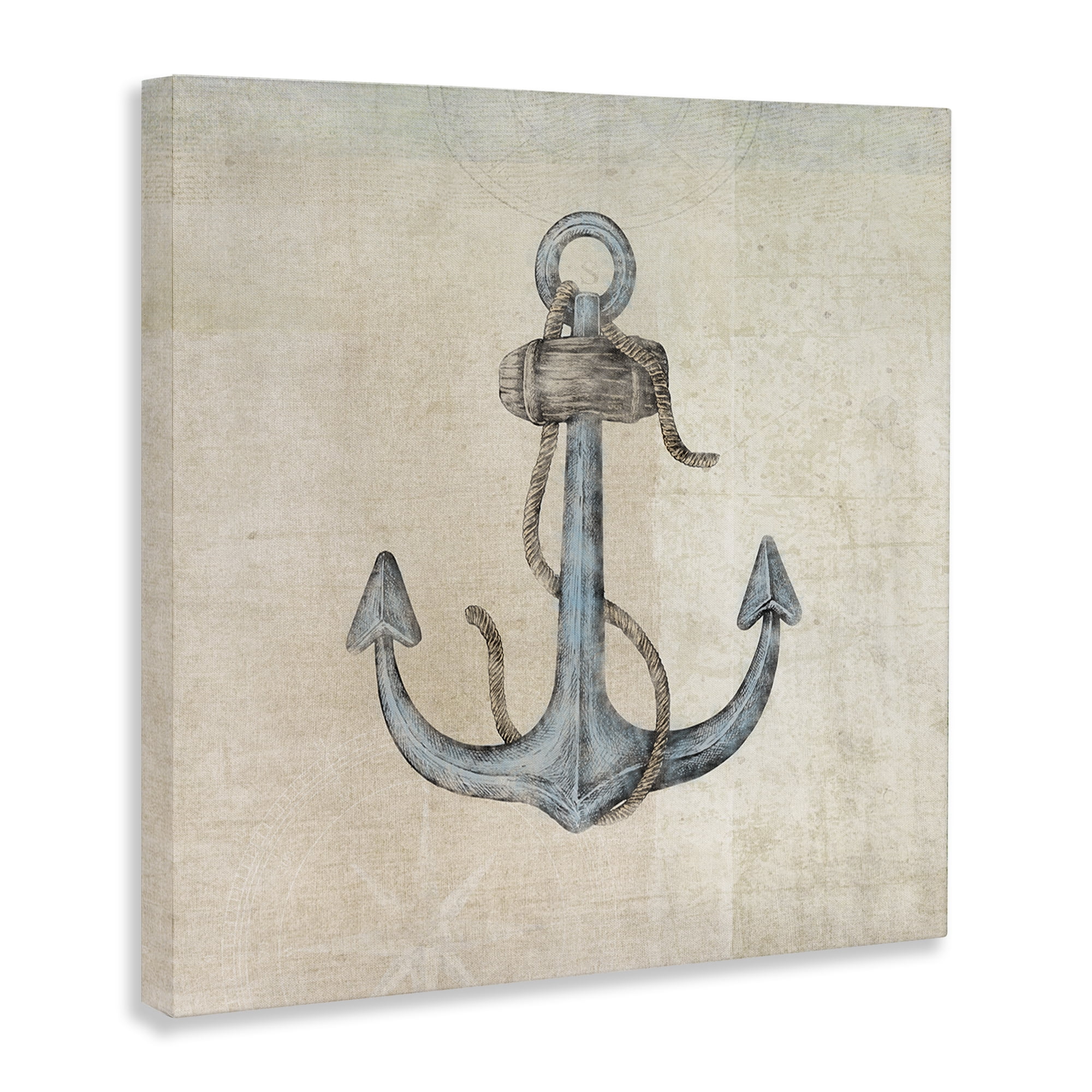 Stupell Industries Rustic Maritime Anchor Nautical & Beach Painting Wrapped Canvas Art Print Wall Art, 36 x 36