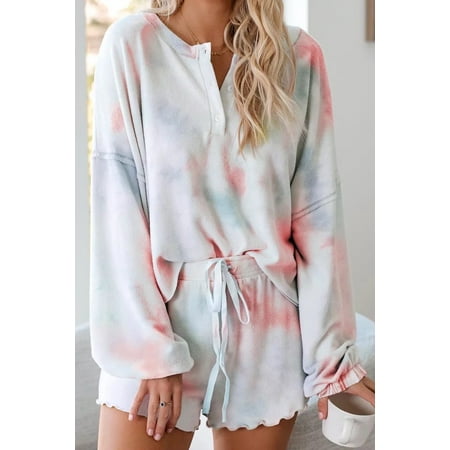 

BESTSPR Tie Dye Pajamas Set Womens Loungewear Sleepwear 2 Piece PJ Sets