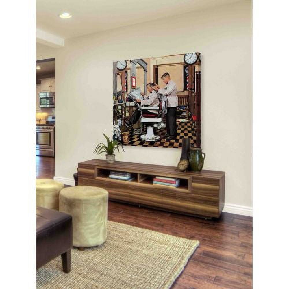 "Barber Getting Haircut" Painting Print on Wrapped Canvas