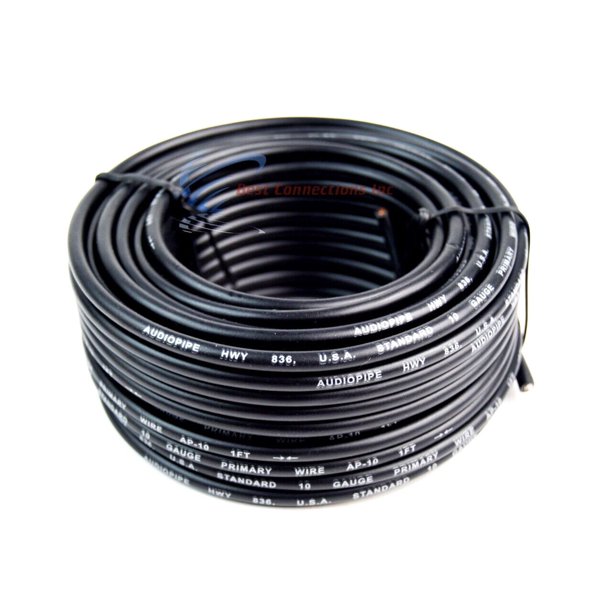 10 Ga. Gauge 50 Feet Black Audiopipe Car Audio Stereo Remote Primary