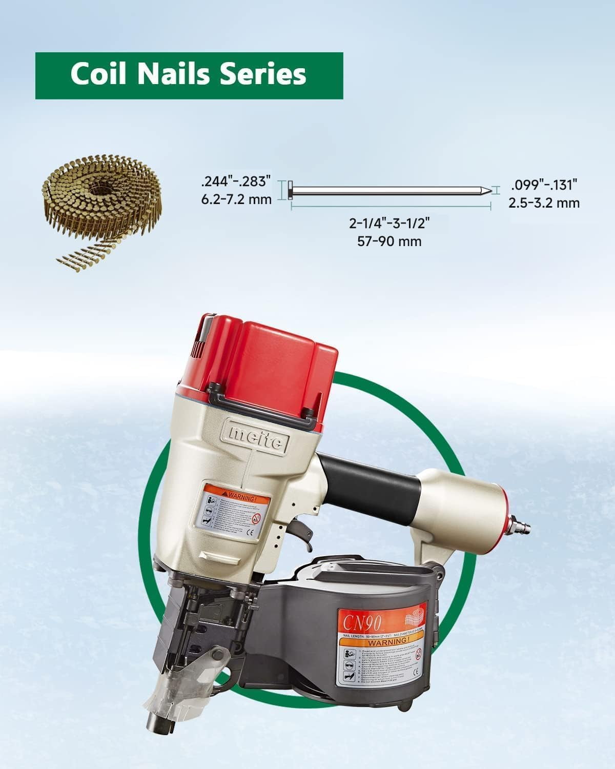 MEITE CN90 Pneumatic Coil Siding Nailer Nail Gun