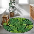 thumbnail image 4 of Summer Botanical Round Living Room Rugs 3.3 ft, Watercolor Green Monstera Deliciosa Tropical Plants Washable Area Rug with Non-Slip Sturdy Edge Binding Round Front Door Mat Floor Carpet for Entryway, 4 of 9