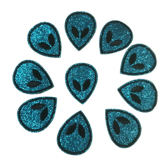 10 PCS Cool Alien Head Embroidered Patch Iron On Sew Fabric Applique Clothes Jeans Shoes Bags Garment Apparel DIY Patches Badges (Blue) …