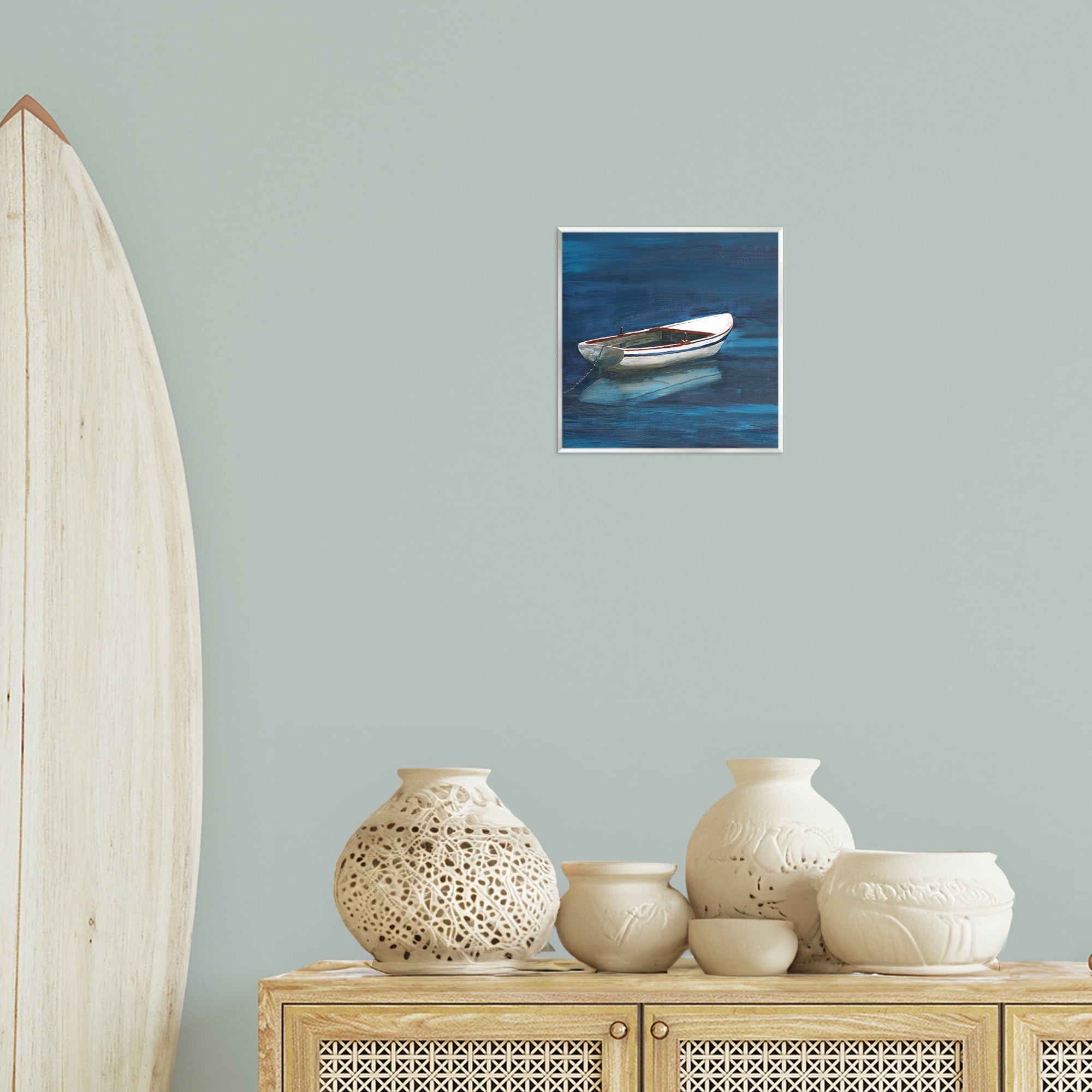 Stupell Industries Calm Floating Boat Transportation Painting Unframed Art Print Wall Art, 12 x 12