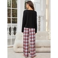 thumbnail image 7 of ebukurty Black Pajama Sets for Women 2 Piece Long Sleeve Round Neck Soft Plaid Lounge Sets, Sizes S-XL, 7 of 7