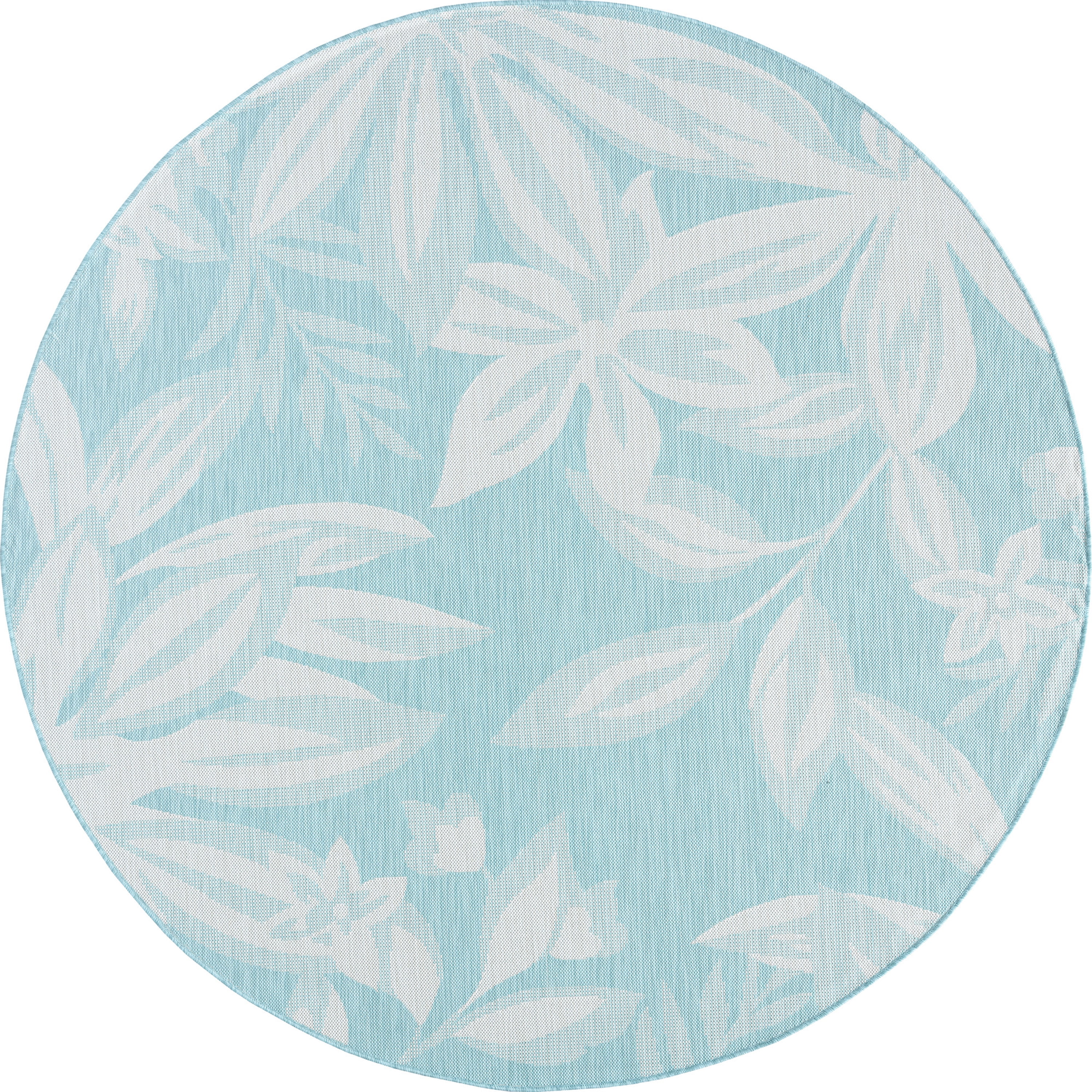 6ft Round Water Resistant, Indoor Outdoor Rugs for Patios, Front Door Entry, Entryway, Deck, Porch, Balcony | Outside Area Rug for Patio | Aqua, Floral | Size: 5'3'' Round