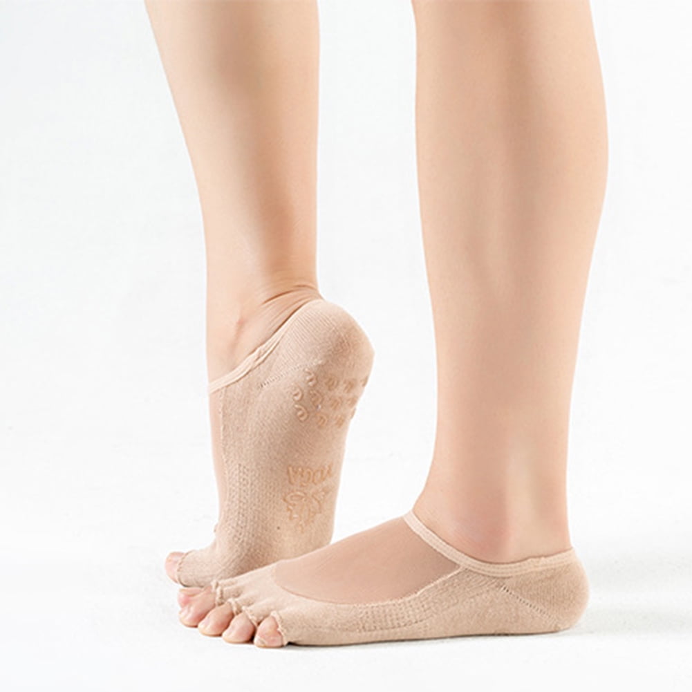Breathable NonSkid Women's Yoga Sports Open Toe Topper Socks Half