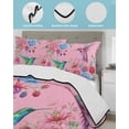 thumbnail image 4 of Quilts Twin Size Bedding Set, Pink Spring Floral Lightweight Quilted Comforter, Watercolor Birds Farmhouse Art Soft Reversible Bedspread Coverlet with Pillow Covers for All Season, 68" x 86", 4 of 7