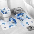 thumbnail image 6 of Set of 4 Pcs Shower Curtain with 12 Hooks Blue Butterfly Decor Bathroom Rugs Sets (Bath Mat , U Shape Toilet Pedestal Rug, Toilet Seat Lid Cover), 6 of 10