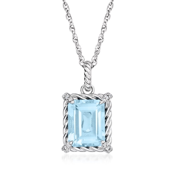 Ross-Simons 3.00 Carat Sky Blue Topaz Pendant Necklace With White Topaz in Sterling Silver, Women's, Adult