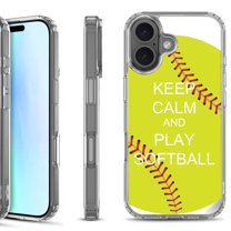For iPhone 17 Shockproof Protective Phone Case, by OneToughShield - Keep Calm Softball
