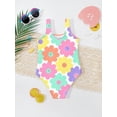 thumbnail image 3 of lnmuld Girls Floral Print Swimsuit Triangle Bikini Top Swimwear for Kids and Toddlers Color:Yellow,Size:4-5 Years, 3 of 4