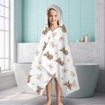 thumbnail image 6 of White Highland Cow Flower Pattern Hooded Bath Towel，60"x35" for Ages 3 To 12 Kids, Quick Dry Lightweight Soft Microfiber Hood Beach Towel Cover Up for Kids, 6 of 7