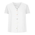 thumbnail image 5 of Usmixi Womens Shirts V-Neck Short Sleeve Solid Summer Cute Tops Casual Button Down Lightweight Chiffon Cardigan Blouses White xxl, 5 of 6