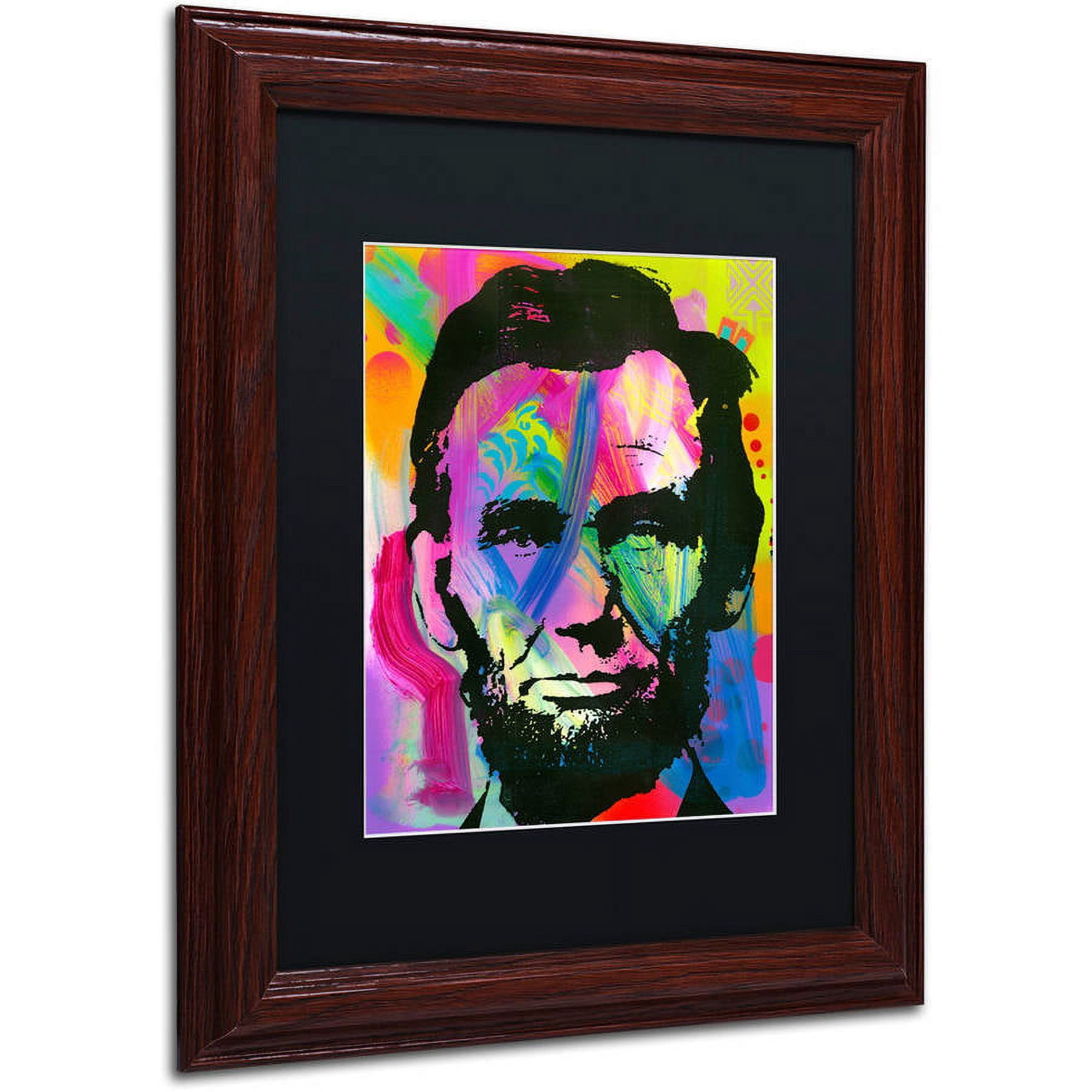 Trademark Fine Art "Abraham Lincoln I" Canvas Art by Dean Russo, Black Matte, Wood Frame