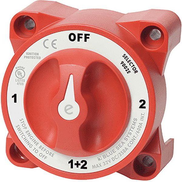 Blue Sea Systems 9002E e-Series Battery Switch, Selector 4 Position with AFD, Red