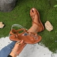 thumbnail image 5 of HAOTAGS Women's Flat Sandals,Ankle Strap Summer Round Toe Sandals for Summer Beach Brown 6, 5 of 8