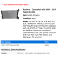 thumbnail image 2 of Radiator - Compatible with 2009 - 2019 Toyota Corolla 2010 2011 2012 2013 2014 2015 2016 2017 2018, 2 of 2