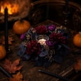 thumbnail image 2 of Sahpxhe Small Burgundy Rose Black Leaves Wreath Halloween Decoration,Artificial Fall Table Centerpiece for Thanksgiving Home Kitchen Table Centerpieces Wall Decor,8.66x8.66x2.36in Black-B, 2 of 6
