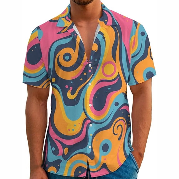 IWRICH Men's plus size Hawaiian Shirt Short Sleeve Casual Button Up Tropical Summer Beach Shirt Multicolour XL